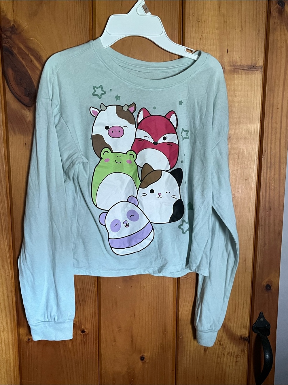 Squishmallows Light Blue Long-Sleeve Tee with Stacked Character Graphic